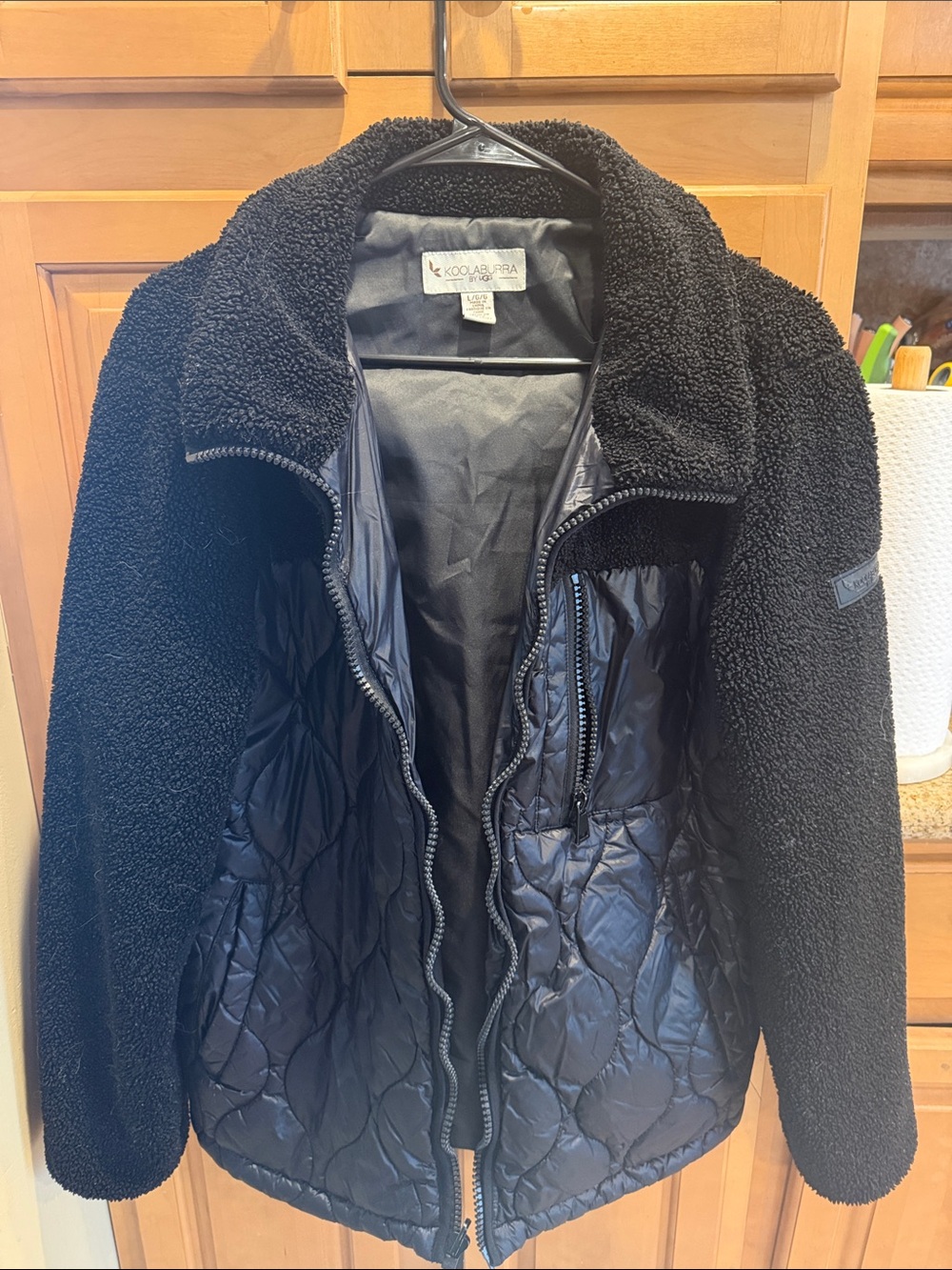 Koolaburra Black Sherpa & Quilted Panel Jacket